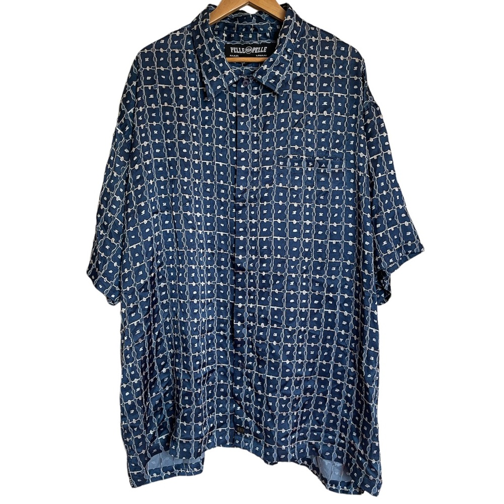Pelle Pelle Blue Geometric Button Down Shirt